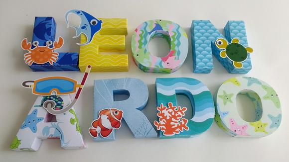 6 Letra Decorativa 3d Fundo do Mar