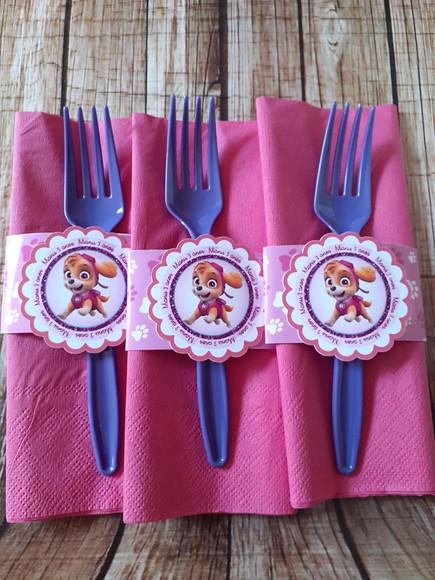 Guardanapo com Talher Personalizado e Tag - Patrulha Canina