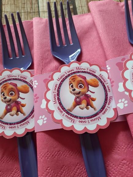 Guardanapo com Talher Personalizado e Tag - Patrulha Canina