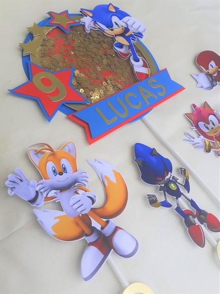 Topo de Bolo/cake Topper (shaker) -sonic