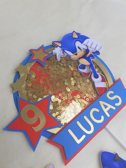 Topo de Bolo/cake Topper (shaker) -sonic