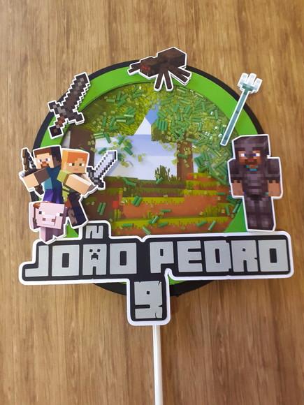 Topo de Bolo/cake Topper (shaker) -minecraft