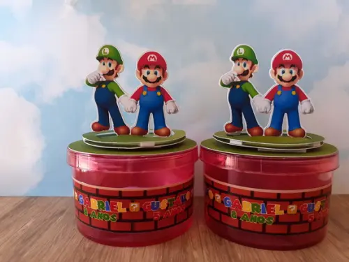 10 Caixas Redonda Acrílica - Mario Bros