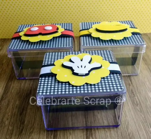 10 Caixas Acrílico 7x7 Mickey