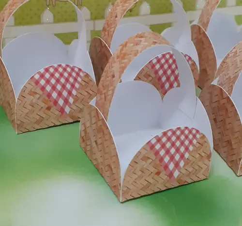 10 Forminha Doces Cesta Piquenique Palha