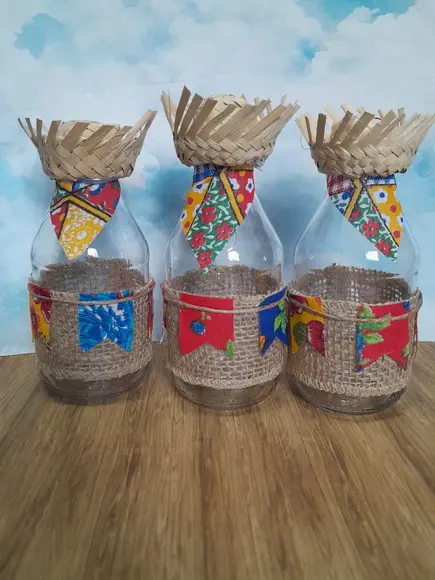 10 Garrafas de Vidro (200ml) Festa Junina