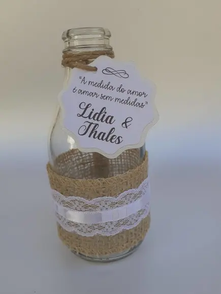 10 Garrafa de Vidro (200ml) Rústica- Passa Fita Branca