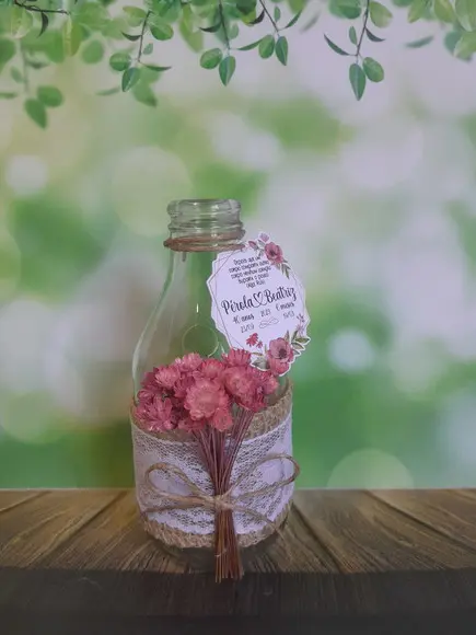 10 Garrafas de Vidro (200ml) Flores Desidratadas