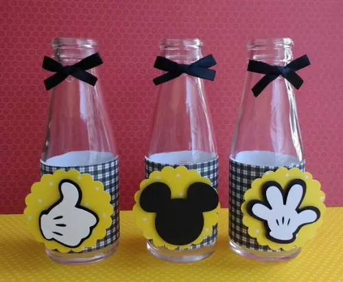 10 Garrafas de Vidro (200ml) Mickey