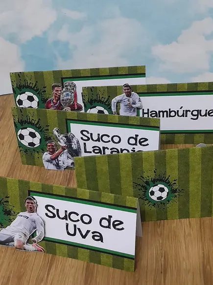 10 Plaquinha de Identificação/comida Futebol