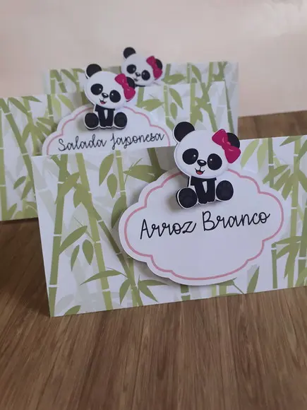 10 Plaquinhas de Identificação/comida Panda