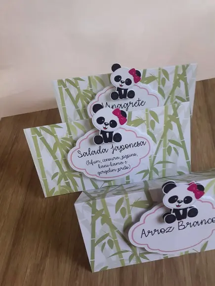 10 Plaquinhas de Identificação/comida Panda