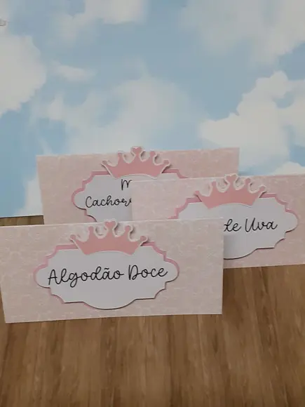 10 Plaquinhas de Identificação/comida Rosa