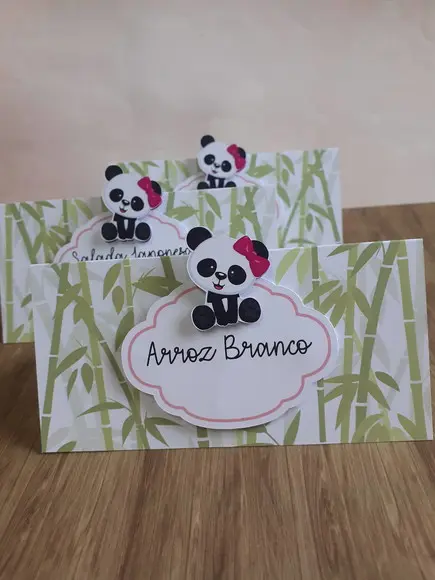 10 Plaquinhas de Identificação/comida Panda