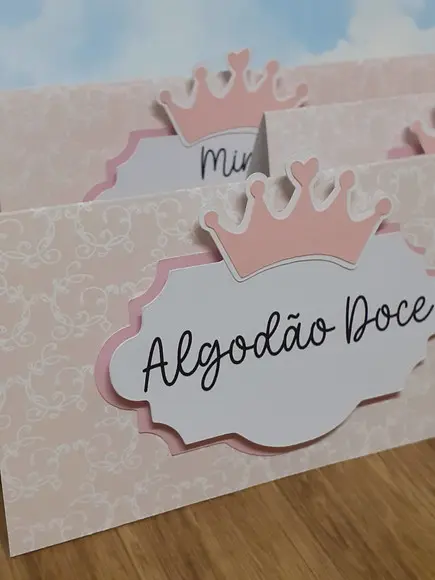 10 Plaquinhas de Identificação/comida Rosa