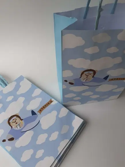 10 Sacolas de Lembrancinha - Ursinho Aviador