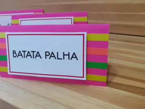 12 Plaquinhas de Identificação/comida Festa Neon