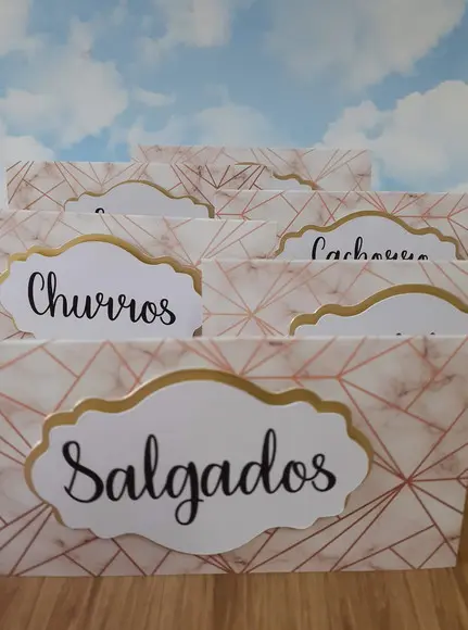 15 Plaquinha de Identificação/comida Rose
