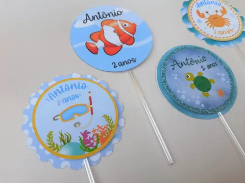 20 Topper para Doces Fundo do Mar
