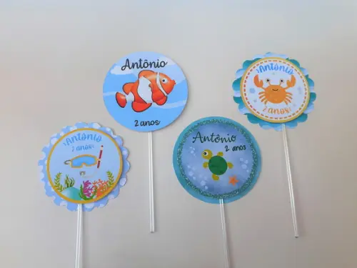 20 Topper para Doces Fundo do Mar