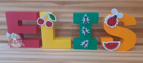 4 Letra Decorativa 3d Colorida Lisa