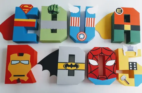 5 Letra Decorativa 3d Avengers