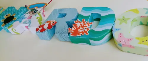 6 Letra Decorativa 3d Fundo do Mar