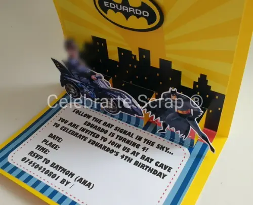 Convite Pop Up (3d) - Batman