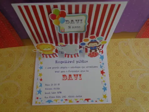 Convite Pop up - Circo