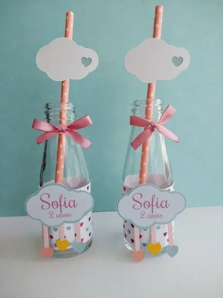 Garrafa de Vidro (100ml) - Chuva de Benção Menina