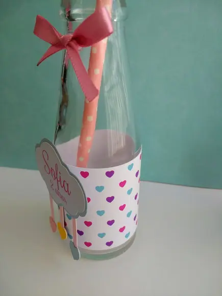 Garrafa de Vidro (100ml) - Chuva de Benção Menina