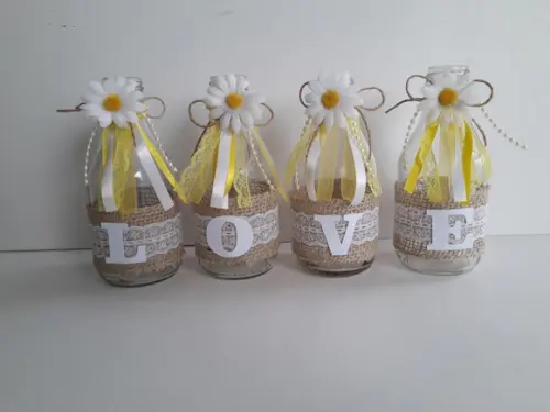 Kit 4 Garrafas de Vidro Rústica (200 Ml) Palavra Love