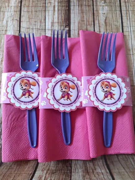 Guardanapo com Talher Personalizado e Tag - Patrulha Canina