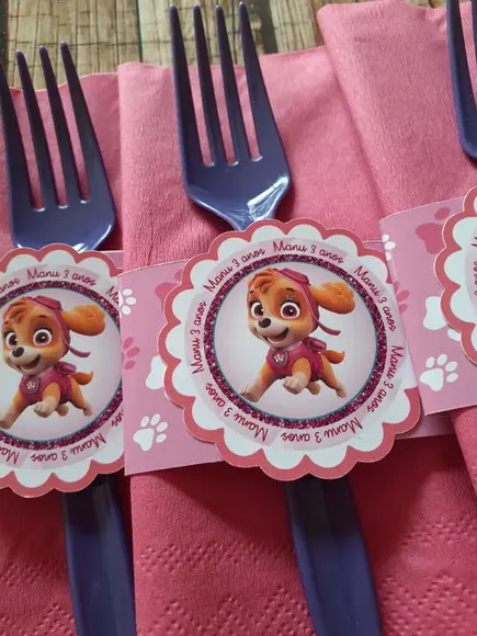 Guardanapo com Talher Personalizado e Tag - Patrulha Canina