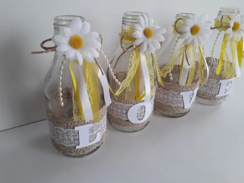 Kit 4 Garrafas de Vidro Rústica (200 Ml) Palavra Love