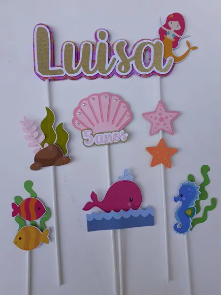 Topo de Bolo/cake Topper - Fundo do Mar