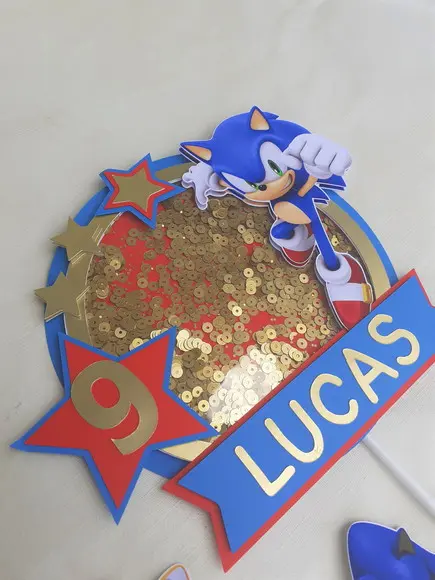 Topo de Bolo/cake Topper (shaker) -sonic