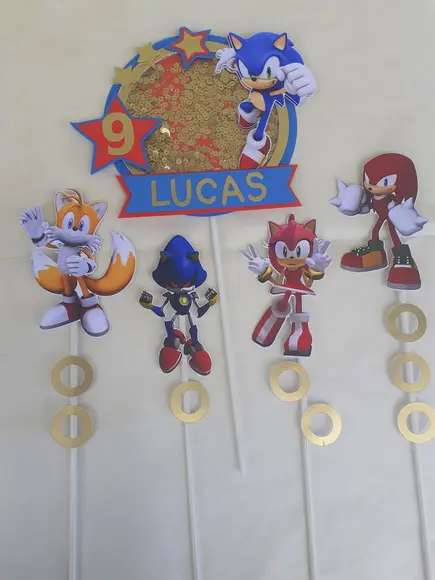 Topo de Bolo/cake Topper (shaker) -sonic