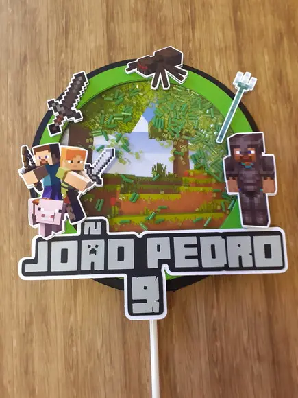 Topo de Bolo/cake Topper (shaker) -minecraft
