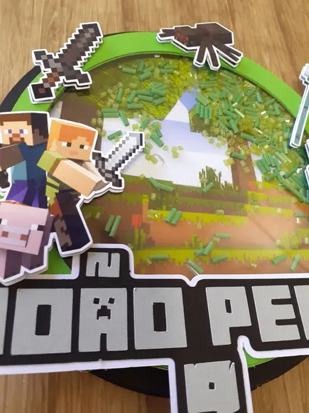 Topo de Bolo/cake Topper (shaker) -minecraft
