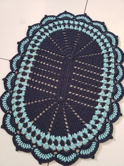 Tapete de Crochê Azul