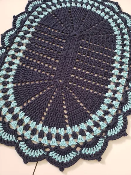 Tapete de Crochê Azul