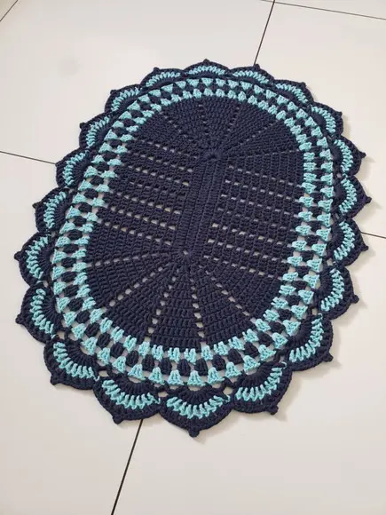 Tapete de Crochê Azul