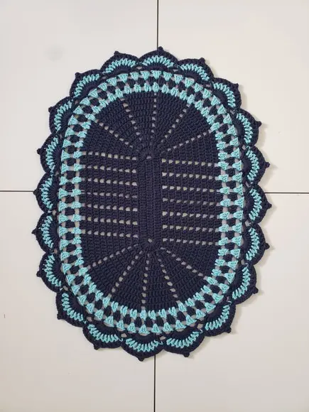 Tapete de Crochê Azul