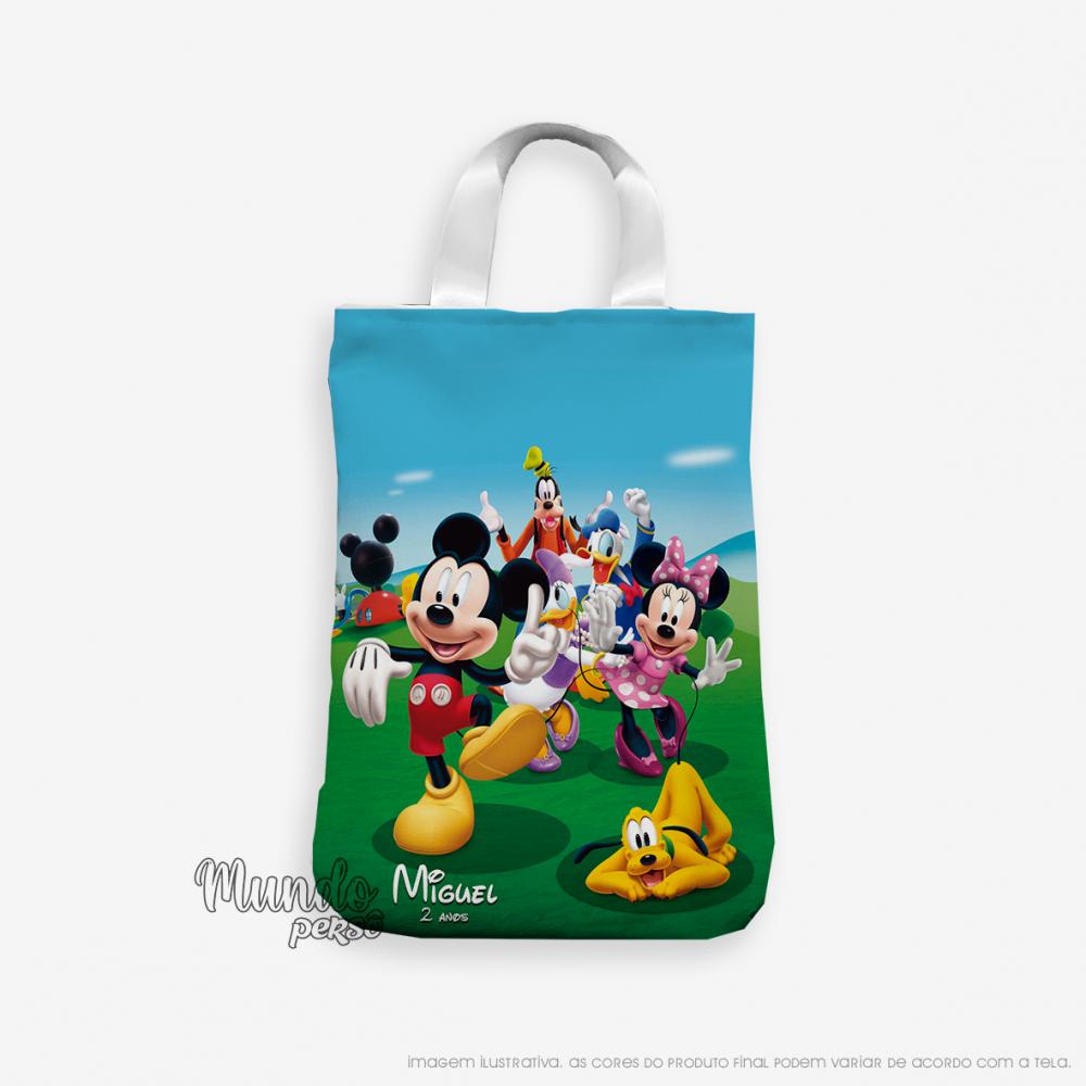 Sacola com Alça 18cm x 25cm Turma do Mickey