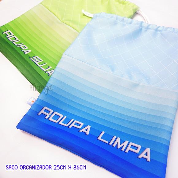 Kit 2 Sacos Organizadores Azul e Verde - Roupa Limpa e Suja
