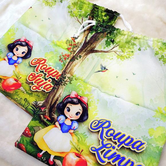 Kit 2 Sacos Organizadores Branca de Neve -roupa Limpa e Suja