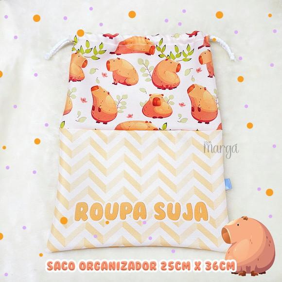 Kit 2 Sacos Organizadores Capivara - Roupa Limpa e Suja
