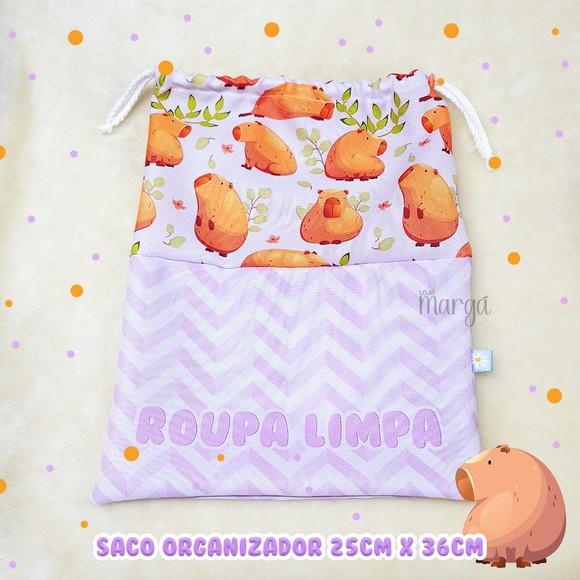 Kit 2 Sacos Organizadores Capivara - Roupa Limpa e Suja
