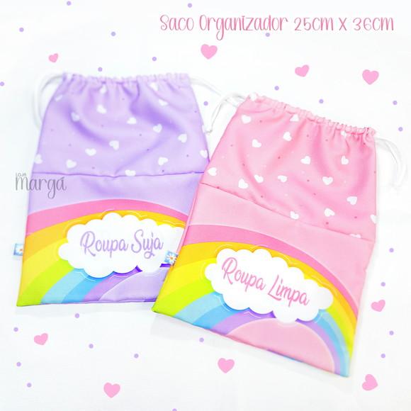 Kit 2 Sacos Organizadores Corações - Roupa Limpa e Suja